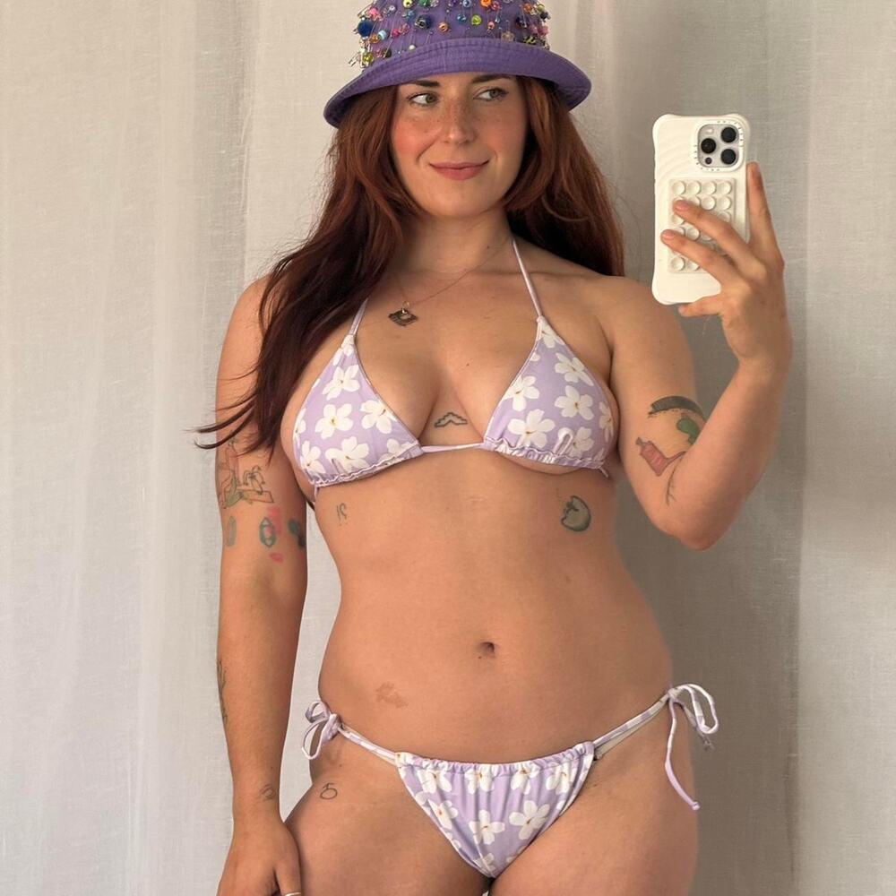 ✿ lavender hibiscus floral tie side bikini set ✿